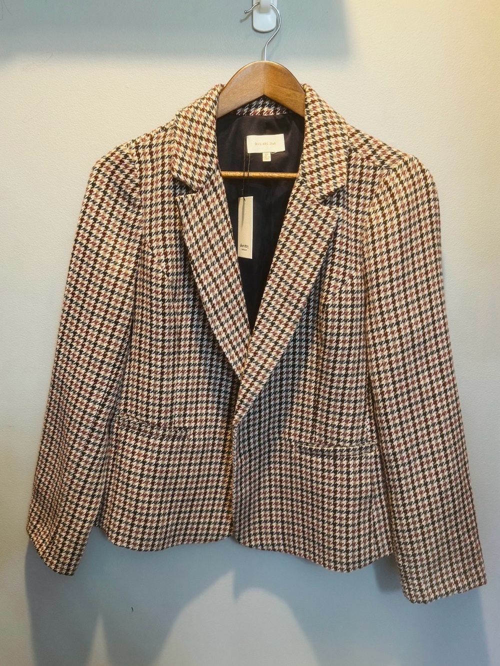 Skies Are Blue Houndstooth Blazer in Cream, Brown & Black